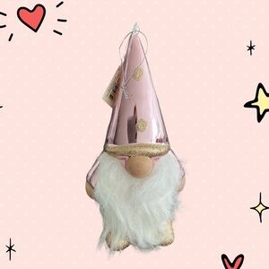Holiday Time RARE Pink Glitter Gnome 8" Ornament Shatterproof NWT💖